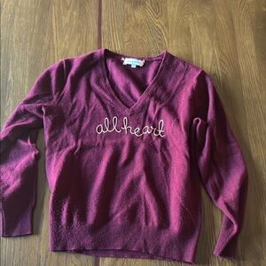 Lingua Franca Cashmere V Neck Sweater
Oxblood 
All Heart 
Custom Made 
Small